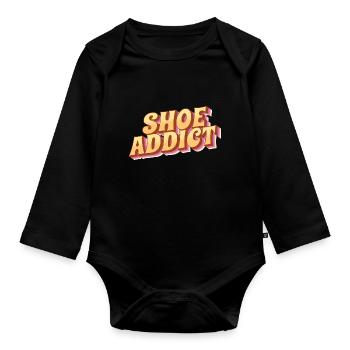 Shoe addict - Schuh Süchtige - Organic Longsleeve Baby Bodysuit - black - Front