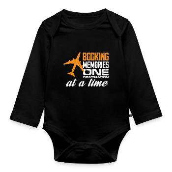 Booking Memories One Destination At A Time Travel - Baby Bio-Langarm-Body - Schwarz - Vorne