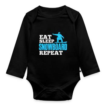 Funny Eat Sleep Snowboard Repeat - Snowboarding - Body Bébé bio manches longues - noir - Devant