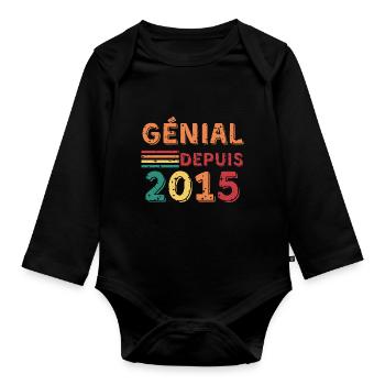 génial depuis 2015 - Body Bébé bio manches longues - noir - Devant