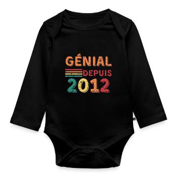 génial depuis 2012 - Body Bébé bio manches longues - noir - Devant