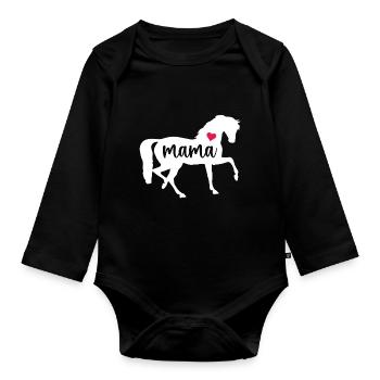 Cheval maman fête des mères chemise maman amant cadeau mignon - Body Bébé bio manches longues - noir - Devant