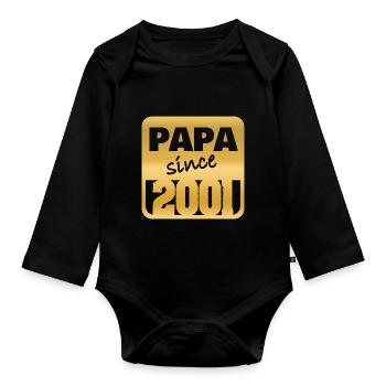 Papa 2001 - Organic Longsleeve Baby Bodysuit - black - Front