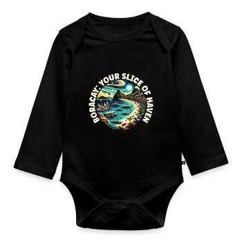 Boracay Philippinen Sommerurlaub Boaracay Beach - Baby Bio-Langarm-Body - Schwarz - Vorne