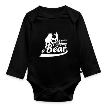 I Was Fighting A Bear Surgery Broken Arm Injury - Organic Longsleeve Baby Bodysuit - black - Front