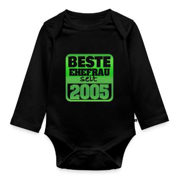 Frau 2005 - Baby Bio-Langarm-Body - Schwarz - Vorne