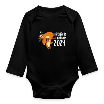 Big Brother 2024 Sloth - Organic Longsleeve Baby Bodysuit - black - Front