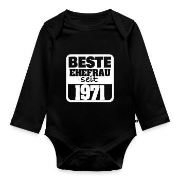 Engaged 1971 - Organic Longsleeve Baby Bodysuit - black - Front