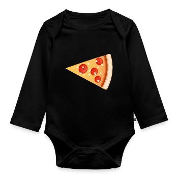 Pizza kid Pizza slice - Organic Longsleeve Baby Bodysuit - black - Front