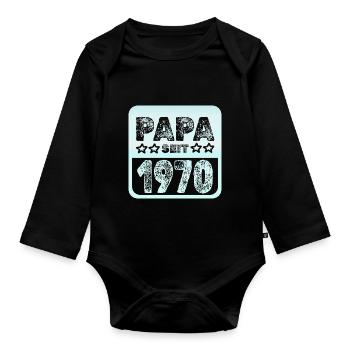 Papa 1970 - Organic Longsleeve Baby Bodysuit - black - Front