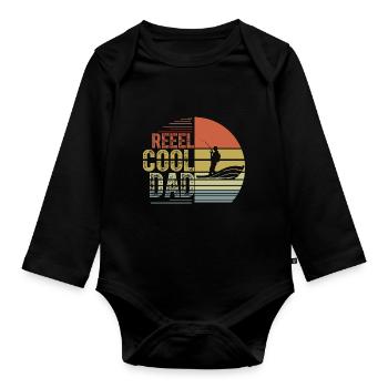 Bobine Cool Papa Pêcheur Papa Fête des Pères - Body Bébé bio manches longues - noir - Devant