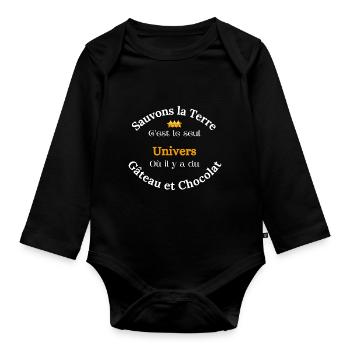 Sauvons la Terre - Body Bébé bio manches longues - noir - Devant