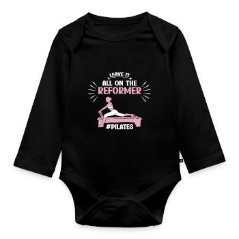 Leave It All On The Reformer Pilates Motif - Organic Longsleeve Baby Bodysuit - black - Front
