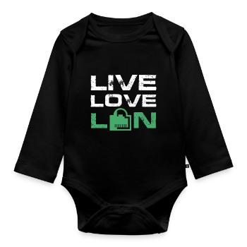Live Love Lan IT Tech Network Admin Administration - Baby Bio-Langarm-Body - Schwarz - Vorne