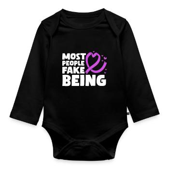 Most people fake being Fibromyalgia - Baby Bio-Langarm-Body - Schwarz - Vorne