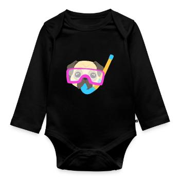 Pug Scubadiver - Baby Bio-Langarm-Body - Schwarz - Vorne