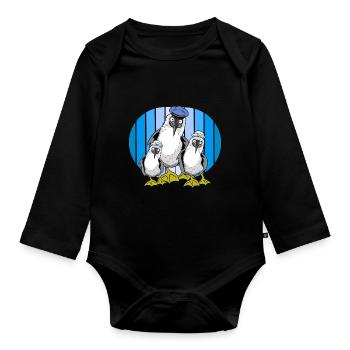 Seevögel Matrosen Möwen Möwe maritim - Baby Bio-Langarm-Body - Schwarz - Vorne