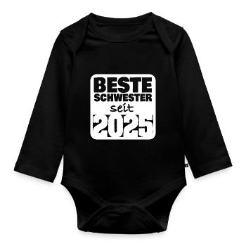 Siblings 2025 - Organic Longsleeve Baby Bodysuit - black - Front