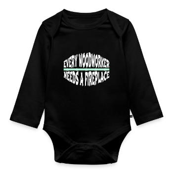 lumberjack hearbeat joke fun shirt - Organic Longsleeve Baby Bodysuit - black - Front