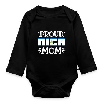 Proud Nica Mom Latin America Nicaraguan Mommy - Organic Longsleeve Baby Bodysuit - black - Front