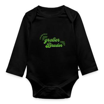 ich bin bald großer Bruder - Baby Bio-Langarm-Body - Schwarz - Vorne
