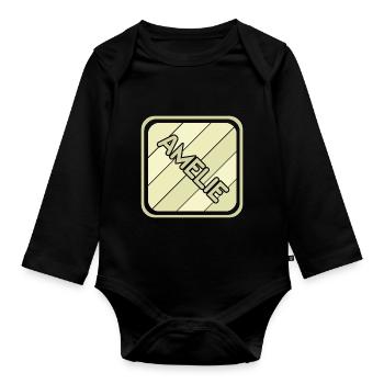 Amelie als Mädchenname - Baby Bio-Langarm-Body - Schwarz - Vorne