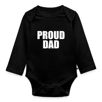 Proud dad - Body Bébé bio manches longues - noir - Devant