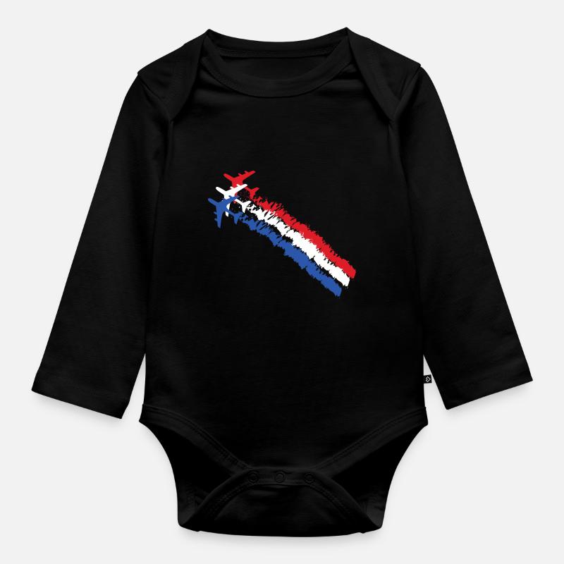 Drapeau français bleu blanc rouge avions armée - Body Bébé bio manches longues - noir