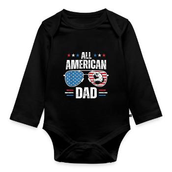 All American Dad 4. Juli Vatertags-Sonnenbrille - Baby Bio-Langarm-Body - Schwarz - Vorne