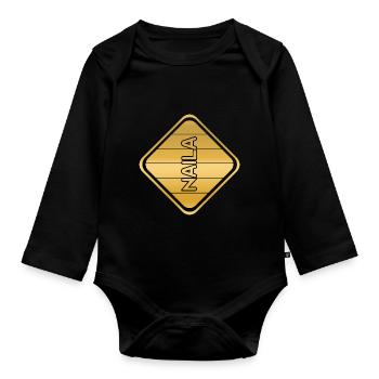 Naila as a given name - Organic Longsleeve Baby Bodysuit - black - Front