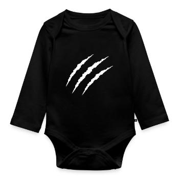 claw - Organic Longsleeve Baby Bodysuit - black - Front