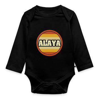Prénom Alaya - Body Bébé bio manches longues - noir - Devant