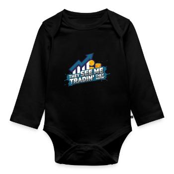 Ils me voient trader Ils détestent les traders - Body Bébé bio manches longues - noir - Devant