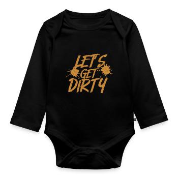 Let's get dirty Mud race runner - Organic Longsleeve Baby Bodysuit - black - Front