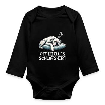 Offizielles Schlafshirt Weißer Boxer Boxerhalter - Baby Bio-Langarm-Body - Schwarz - Vorne