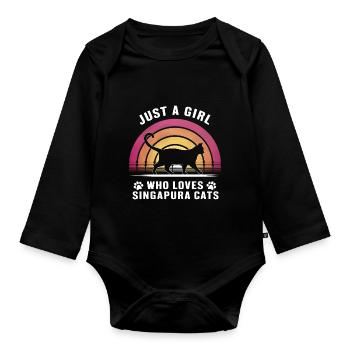 Katze Singapura Geschenk - Baby Bio-Langarm-Body - Schwarz - Vorne