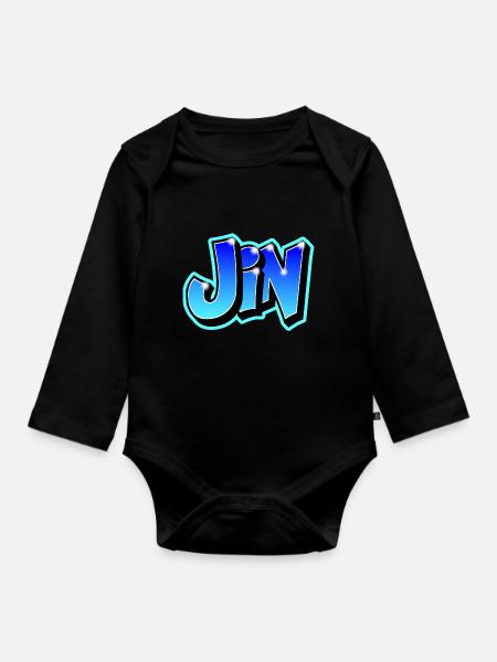 "JIN" graffiti imrimable on any medium - Organic Longsleeve Baby Bodysuit - black