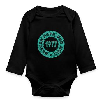 1977 - Organic Longsleeve Baby Bodysuit - black - Front
