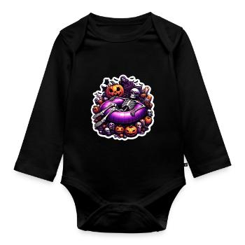 Halloween Chillin - Organic Longsleeve Baby Bodysuit - black - Front