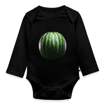 Wassermelone Obst Geschenk - Baby Bio-Langarm-Body - Schwarz - Vorne