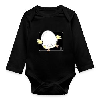 Vogel koreanisch - japanischer Stil 01 - Baby Bio-Langarm-Body - Schwarz - Vorne