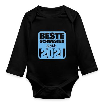 Petite Soeur 2021 - Body Bébé bio manches longues - noir - Devant