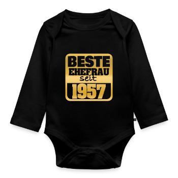 Married in 1957 - Organic Longsleeve Baby Bodysuit - black - Front