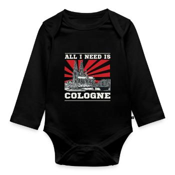 Tout ce dont j’ai besoin, c’est du design de Cologne – Kölner, Kölnerin - Body Bébé bio manches longues - noir - Devant