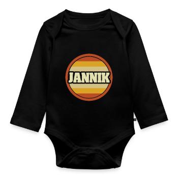 Jannik als Vorname - Baby Bio-Langarm-Body - Schwarz - Vorne