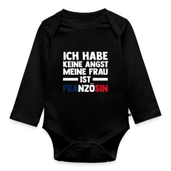 French French France - Organic Longsleeve Baby Bodysuit - black - Front
