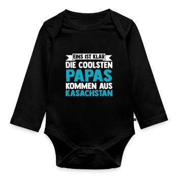 Kasachen Papa Vater Vatertag Kasachstan - Baby Bio-Langarm-Body - Schwarz - Vorne