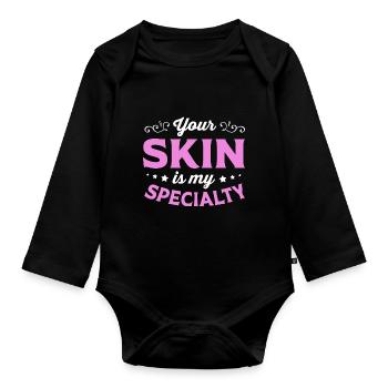 Beautician - Organic Longsleeve Baby Bodysuit - black - Front