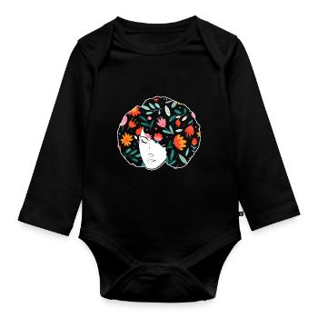 Afro Latina - Body Bébé bio manches longues - noir - Devant