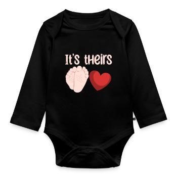 Its theirs Design for a surrogate couple - Organic Longsleeve Baby Bodysuit - black - Front